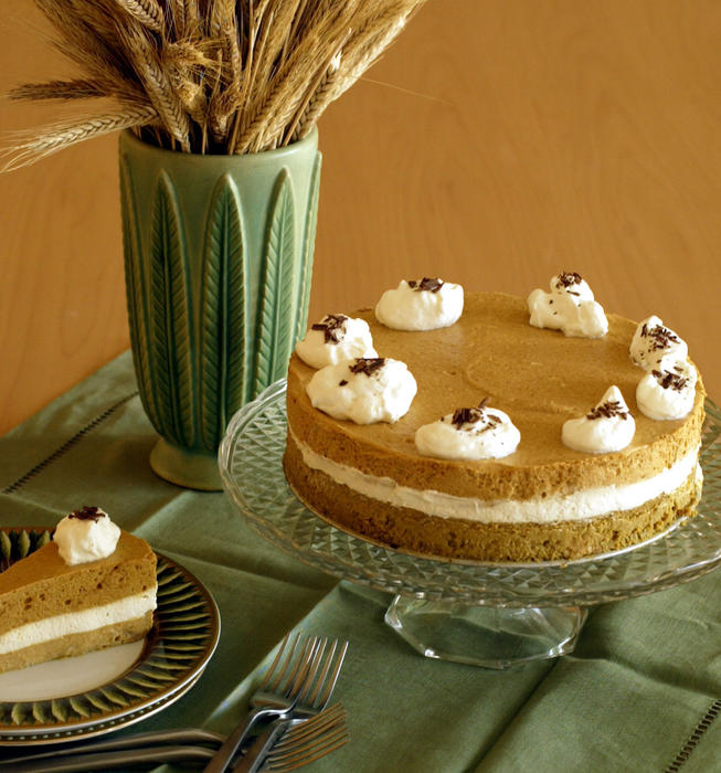 Triple silken pumpkin torte