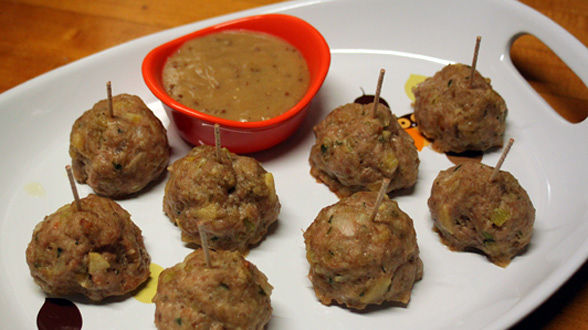 Turkey and Bacon Meatballs with Maple-Dijon Gravy