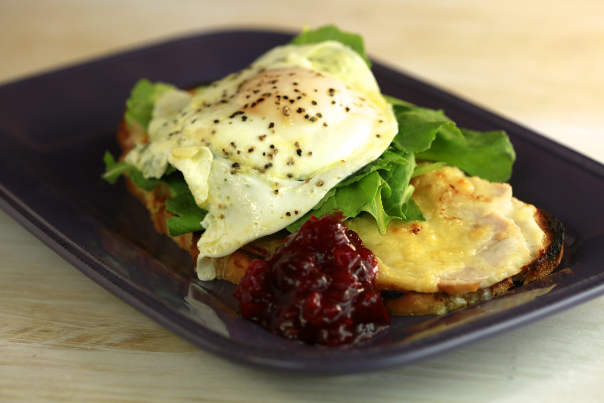 Turkey Croque Monsieurs or Madames with Cranberry-Rosemary Relish