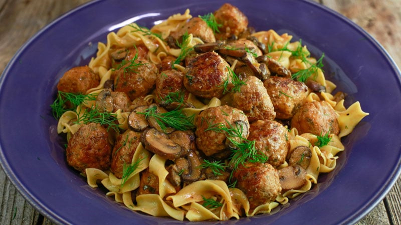 Turkey or Veal Meatball Stroganoff