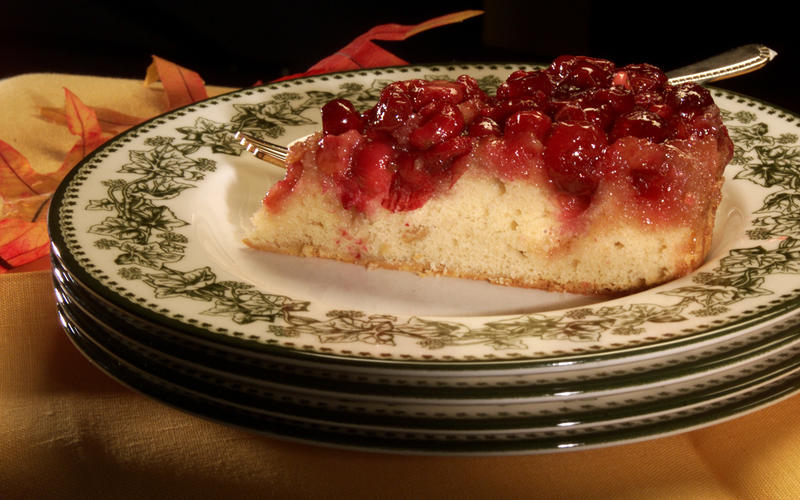 Upside-down cranberry cake