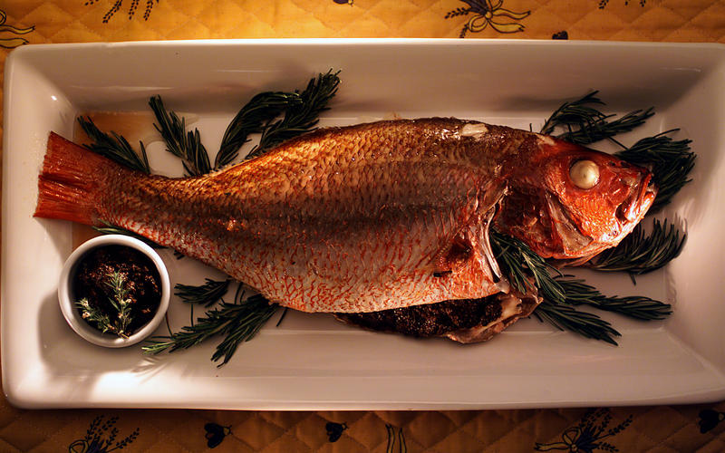 Whole fish with tapenade