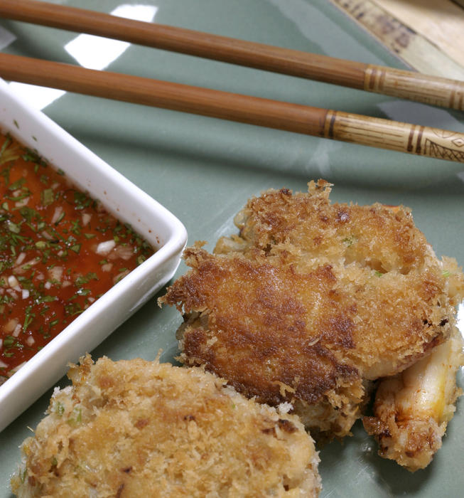 Wild Ginger's Dungeness crab cakes with lime dipping sauce