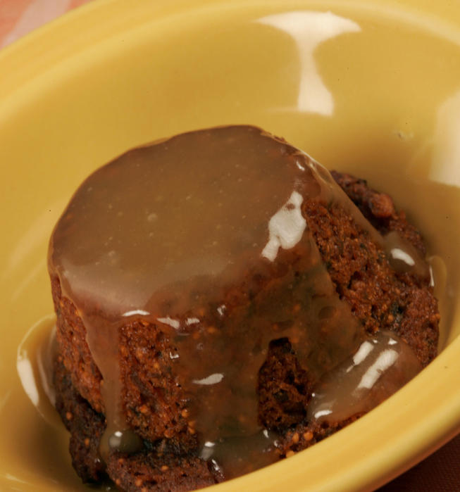 Wild rice sticky puddings with brown sugar and bourbon