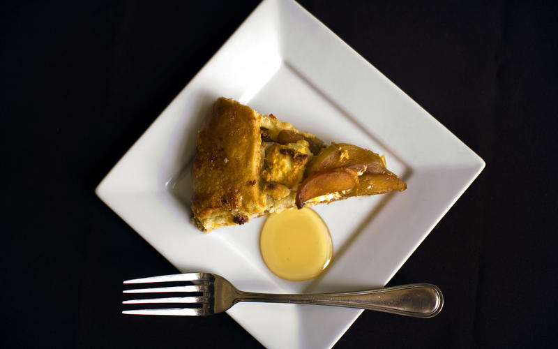 Wildflower honey, apple and goat cheese tart