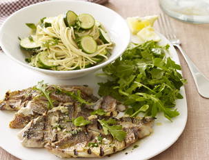 Zucchini Pasta and Grilled Fish