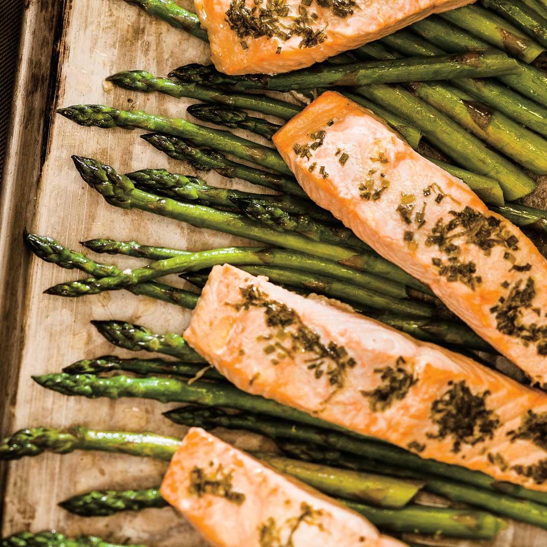 Baked Salmon and Asparagus with Herb Butter