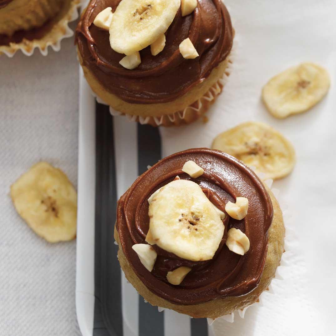 Banana Muffins with Chocolate-Peanut Frosting