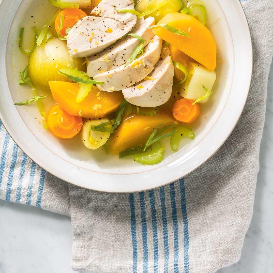 Boiled Chicken with Tarragon Fall Vegetables