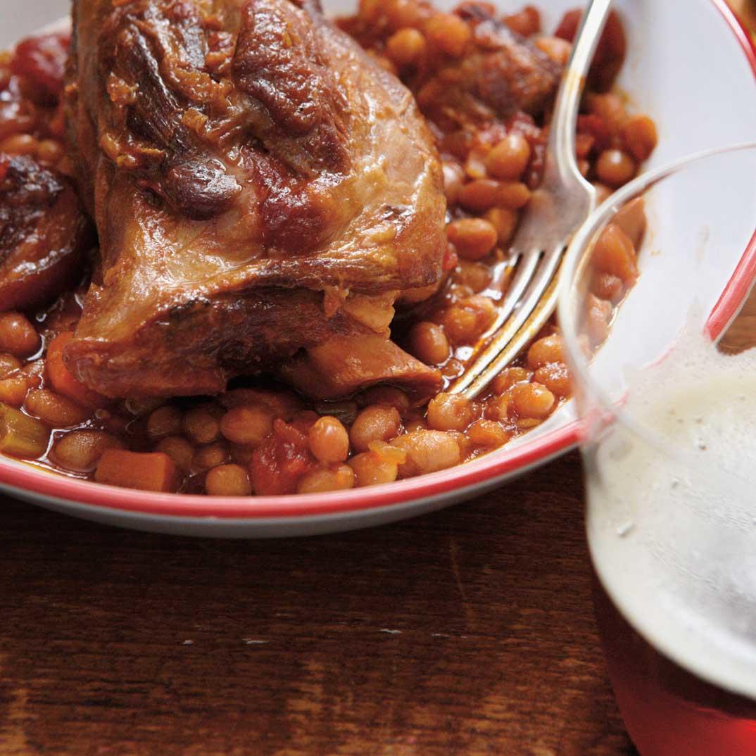 Braised Lamb Shanks and Baked Beans with Molasses 