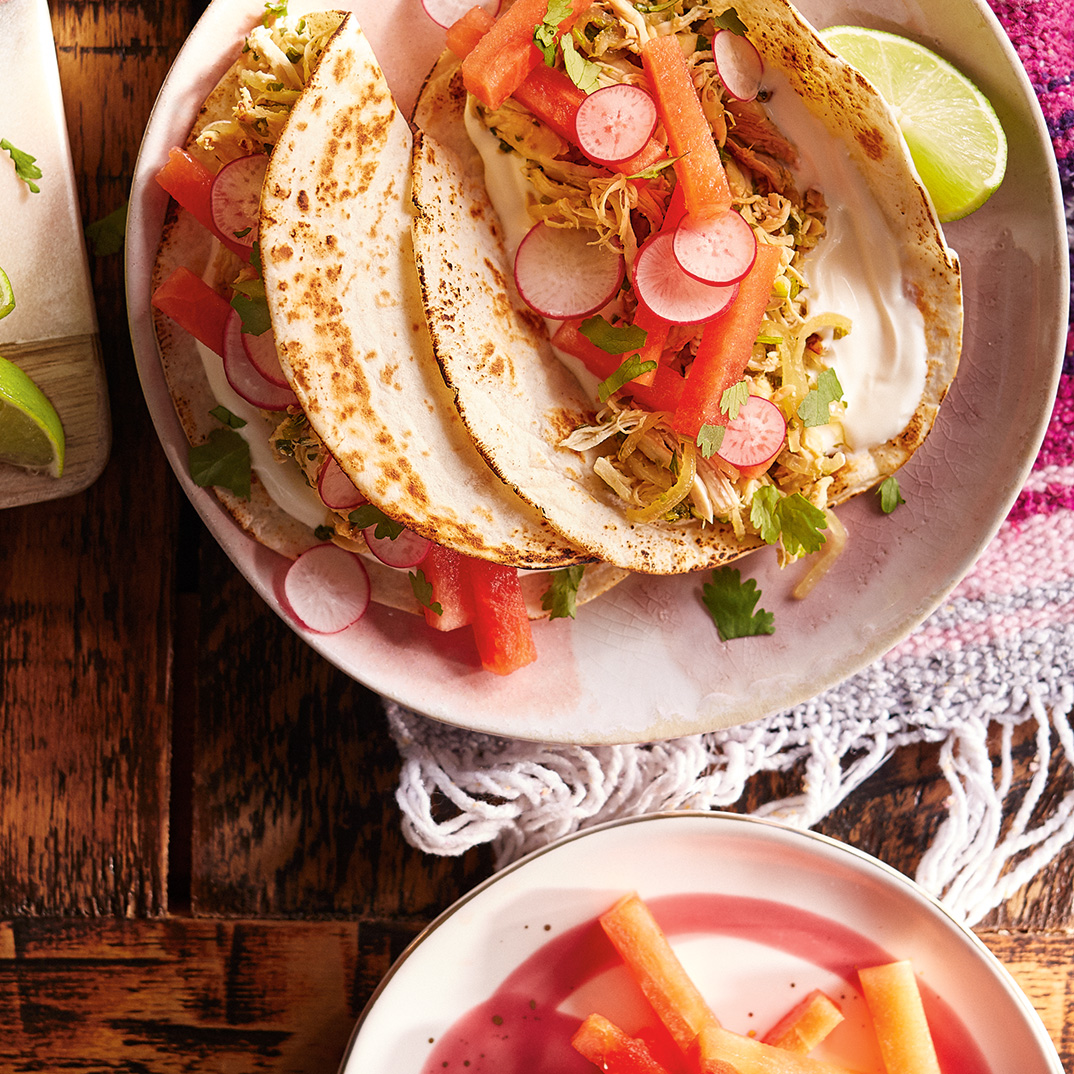 Chicken Tacos with Lime and Watermelon