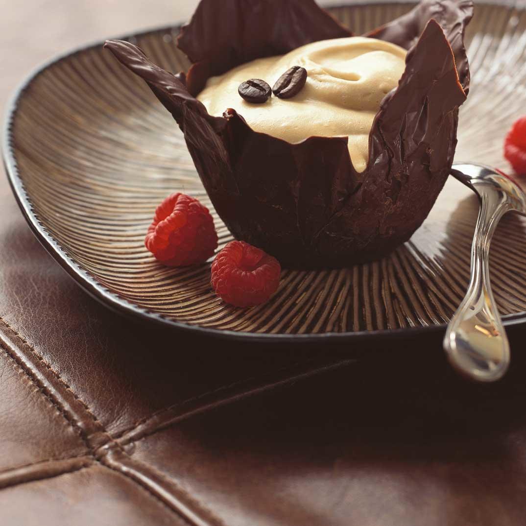 Coffee Mousse in Chocolate Cups