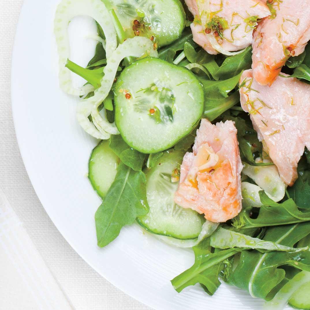 Cold Salmon with Dill Cucumber and Fennel Salad