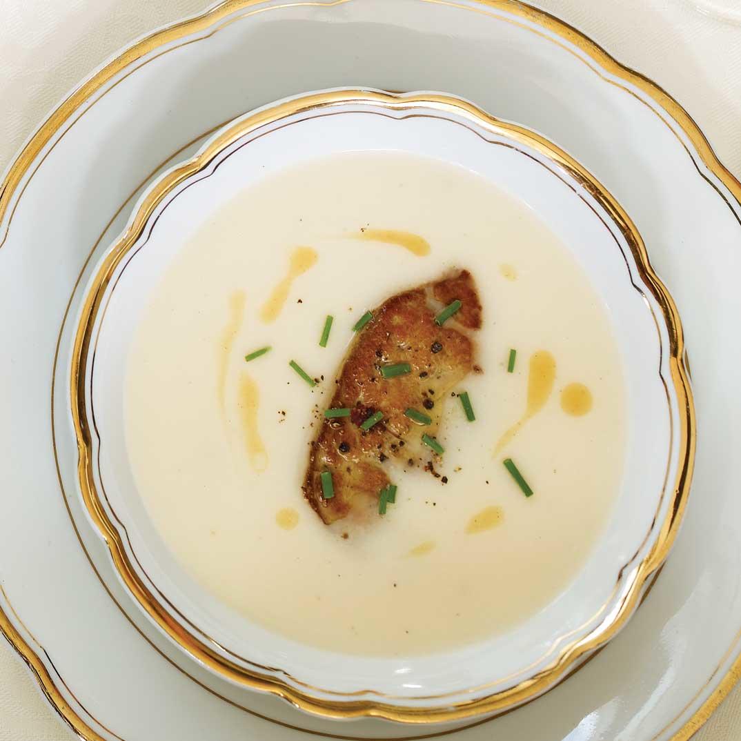 Cream of Cauliflower Soup with Seared Foie Gras