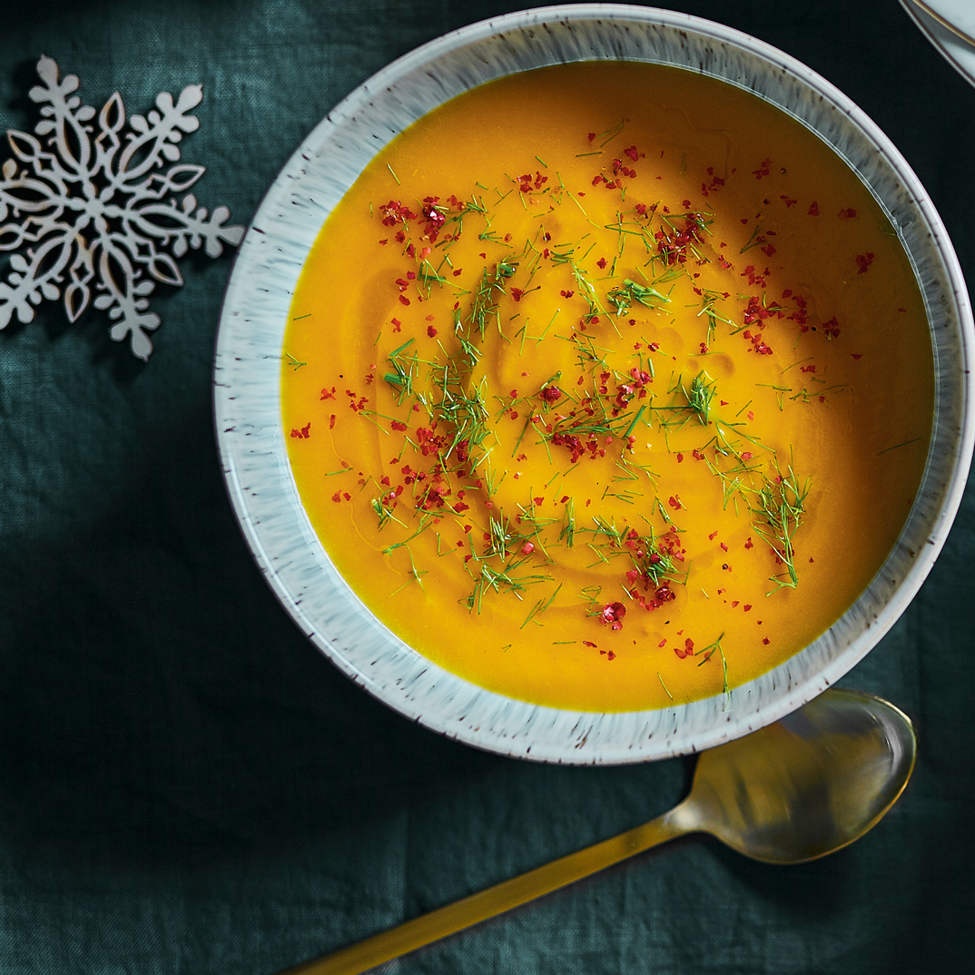 Cream of Squash and Fennel Soup with Pink Peppercorn