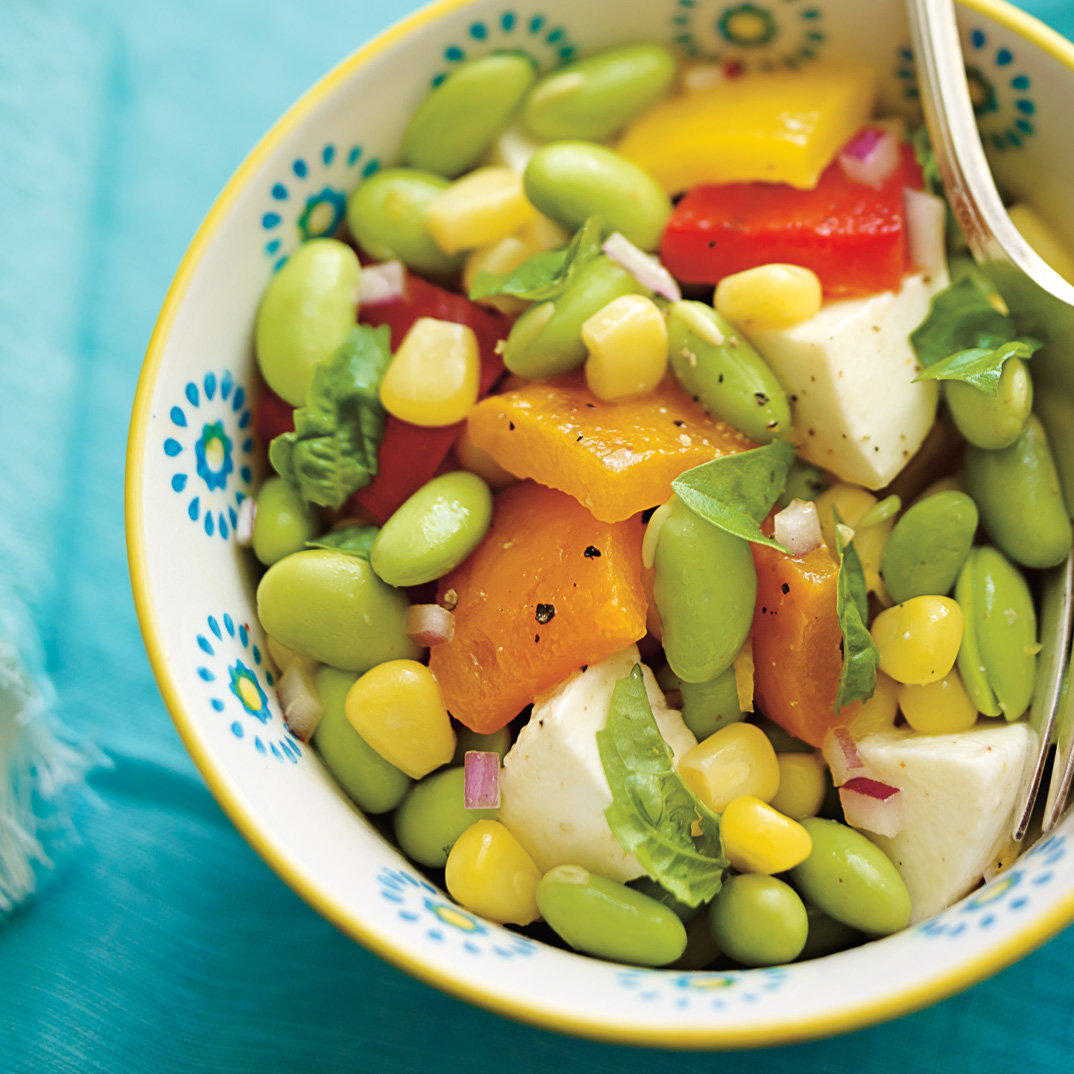 Edamame, Roasted Bell Pepper and Bocconcini Salad