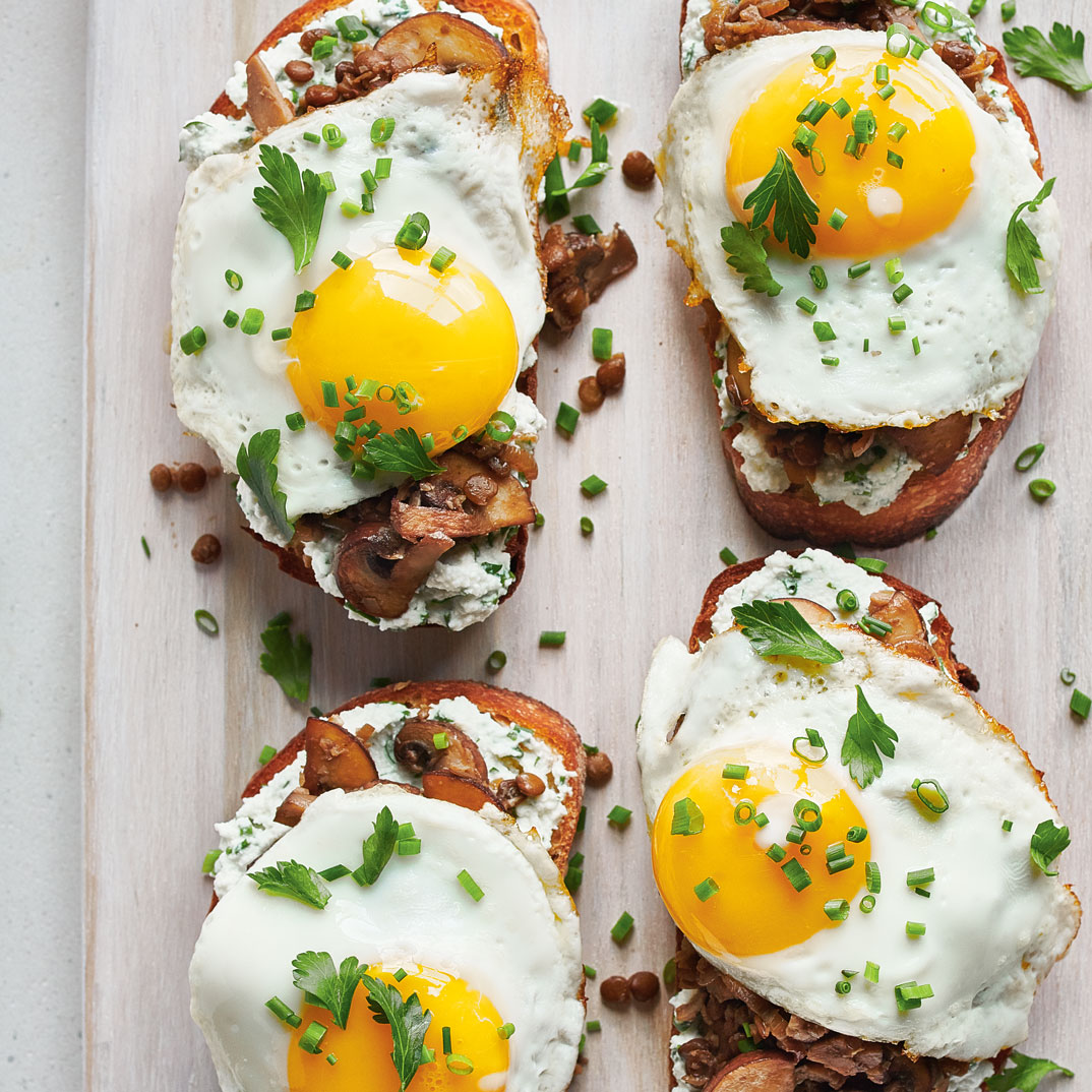 Egg and Mushroom Open-Faced Sandwiches