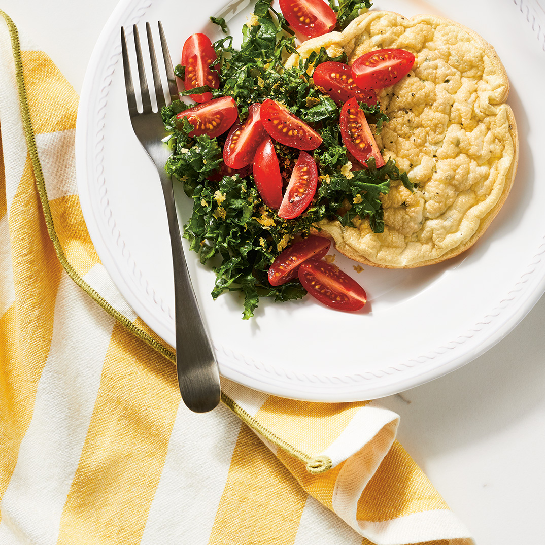 Egg White Omelettes with Kale Salad