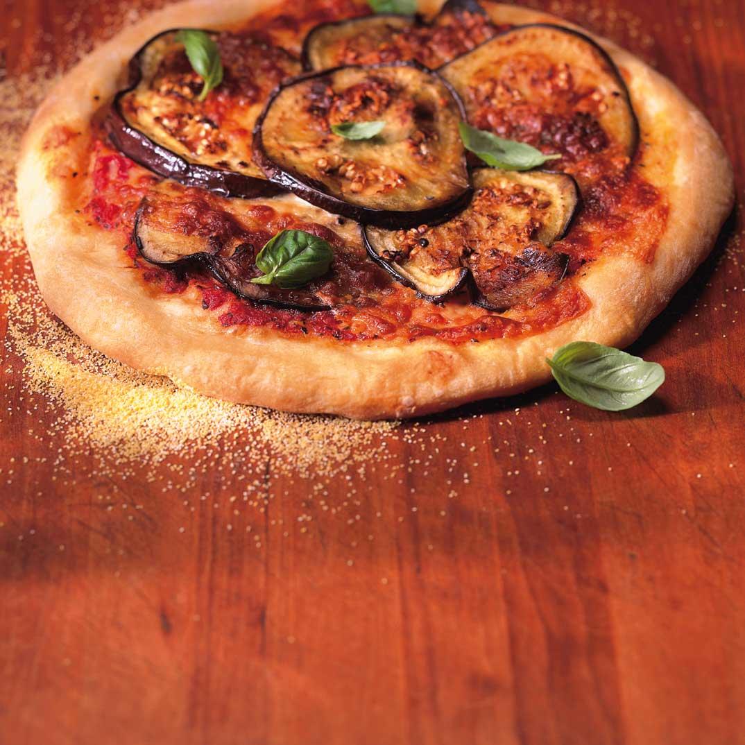 Eggplant, Roasted Garlic and Provolone Pizza