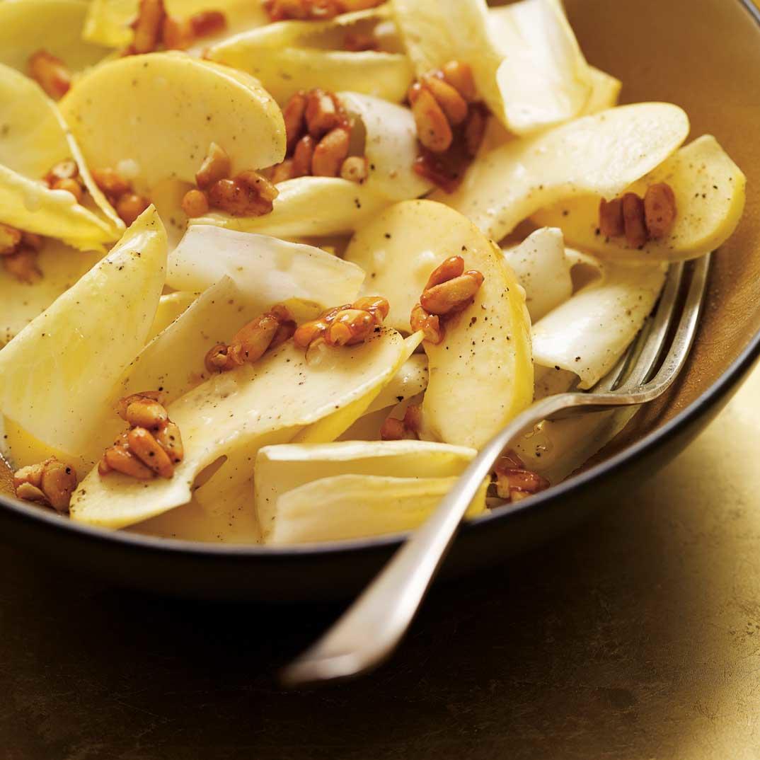 Endive and Apple Salad with Honey Caramelized Pine Nuts