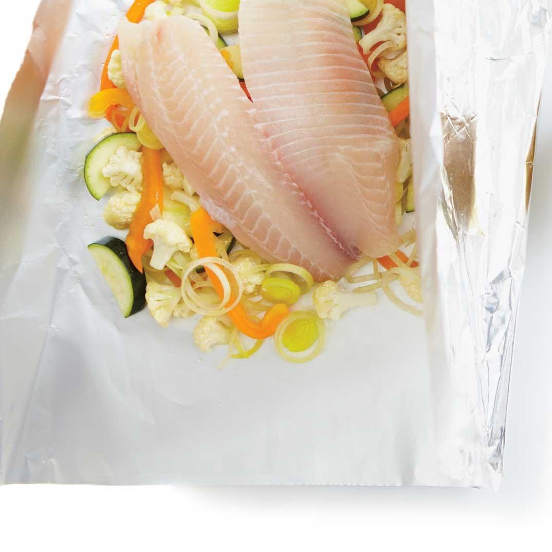 Fish Papillotes with Curry Dressing
