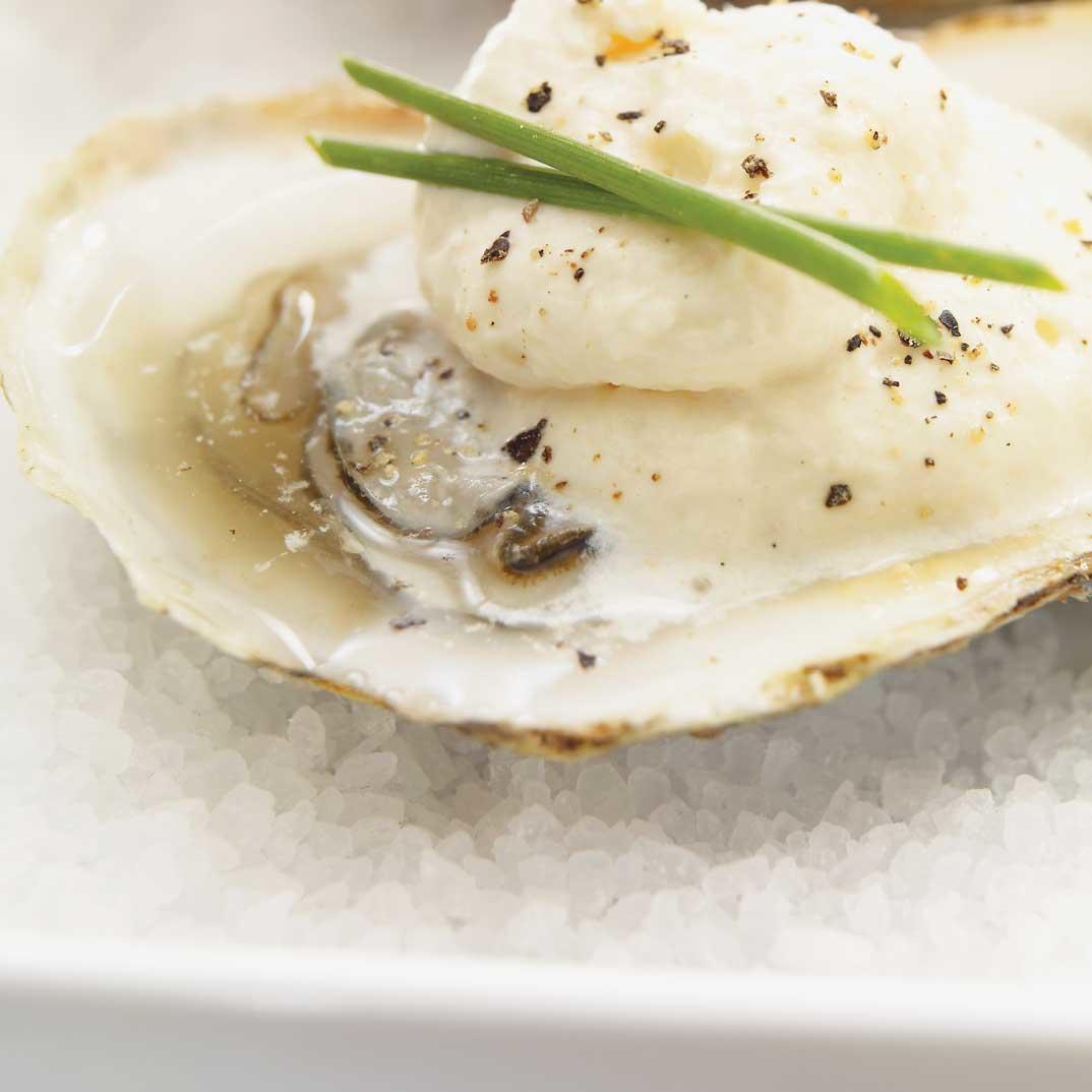 Fresh Oysters with Shallot Foam