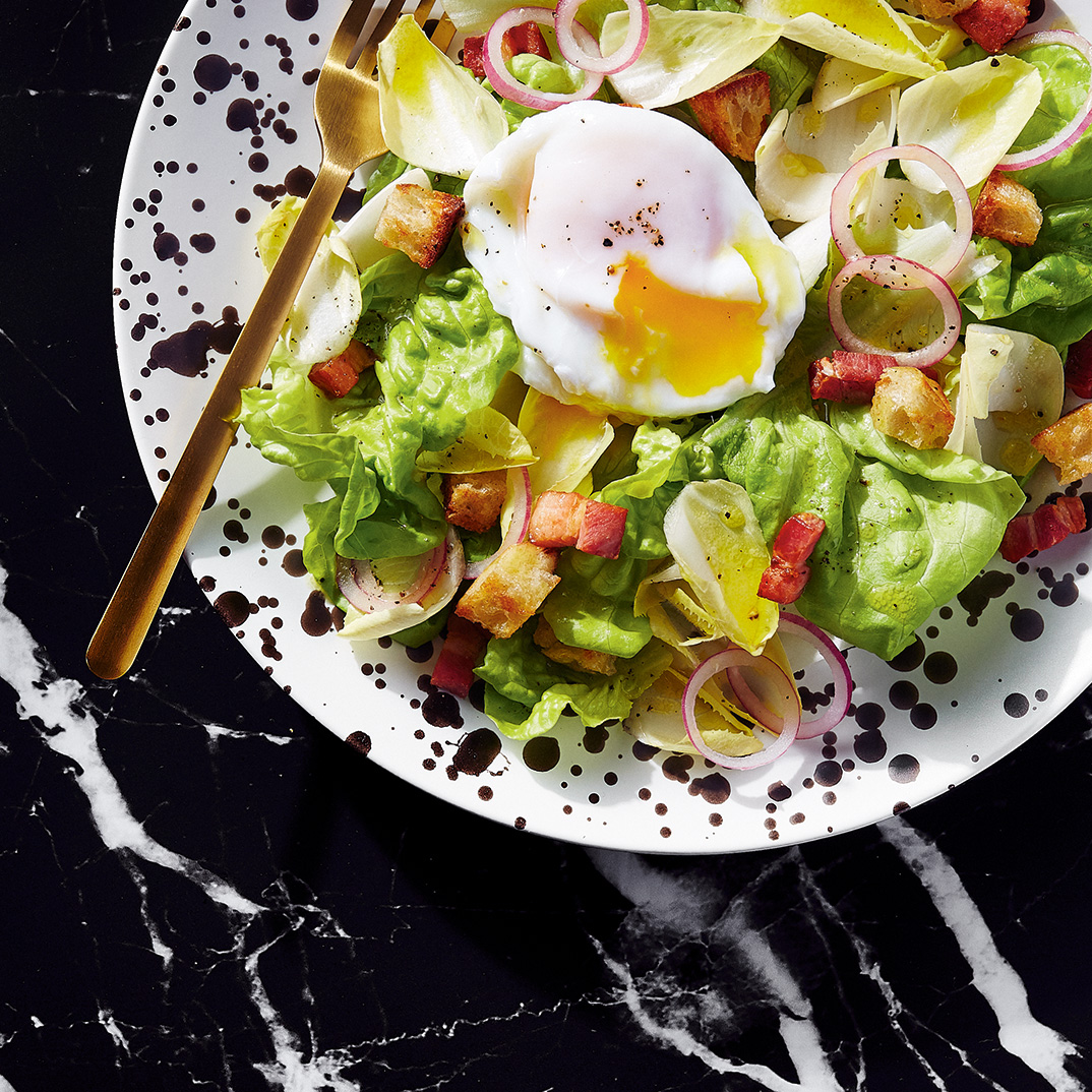 Green Salad with Poached Egg