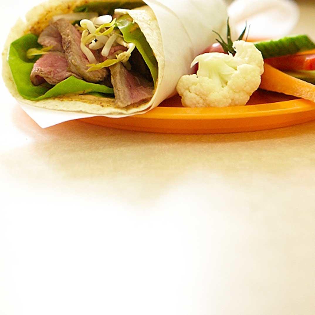 Grilled Beef and Fried Noodle Wrap