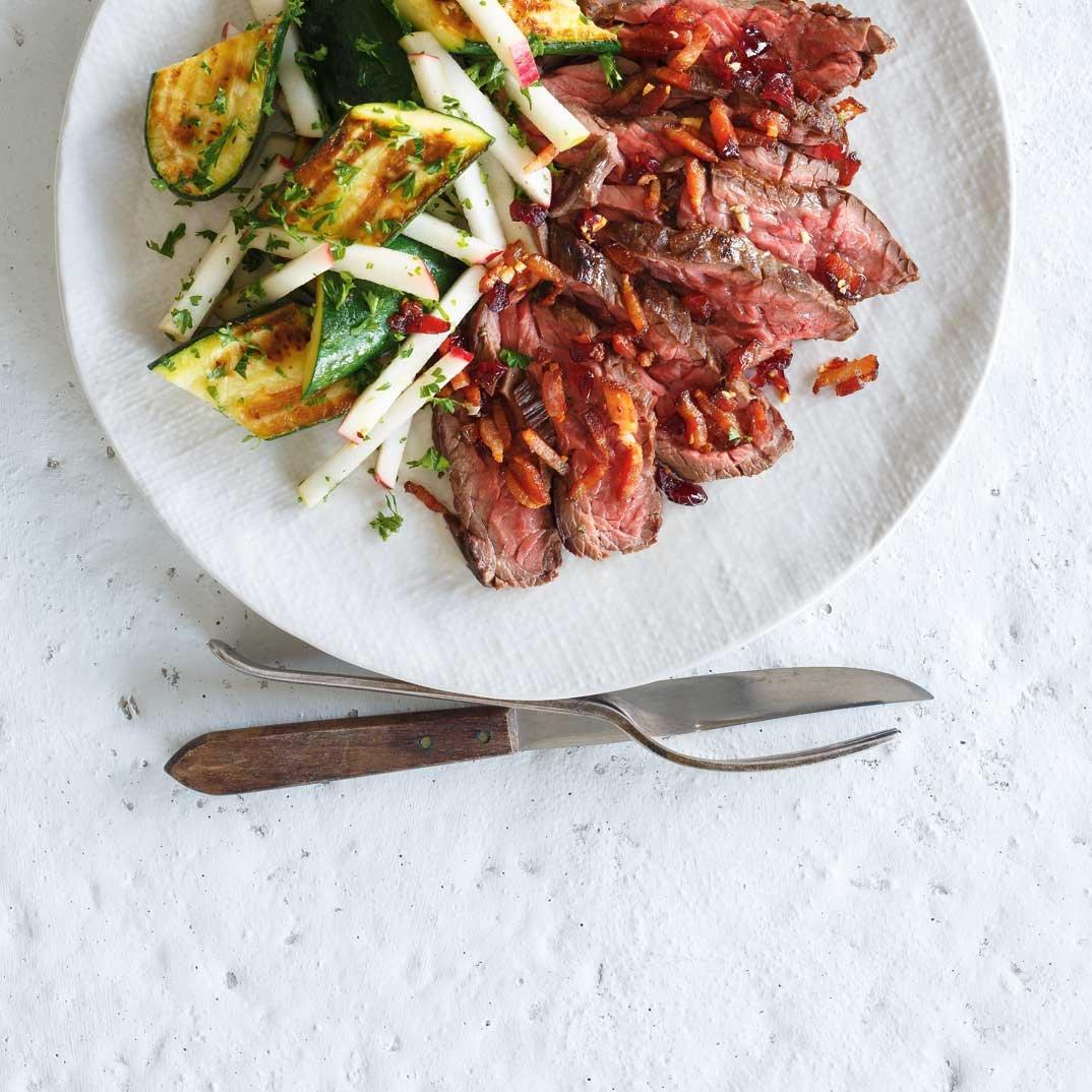 Grilled Beef with Cranberries and Roasted Zucchini