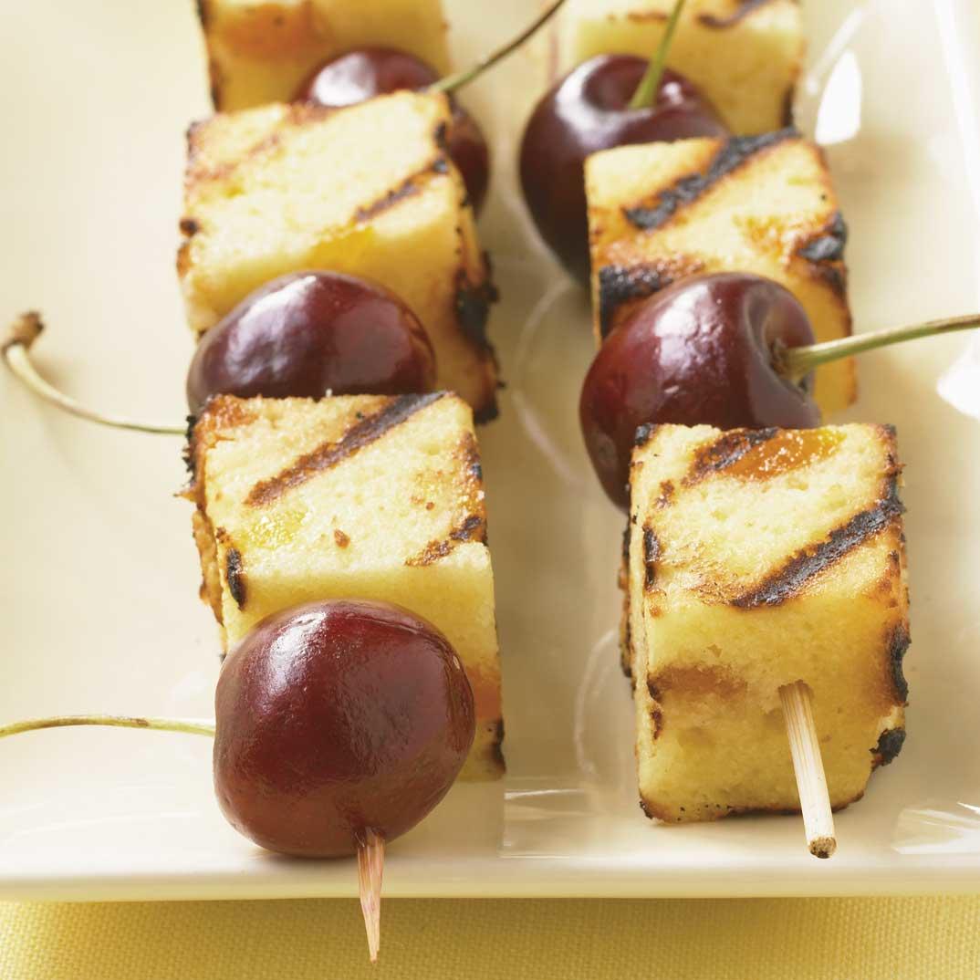 Grilled Cherry and Pound Cake Skewers