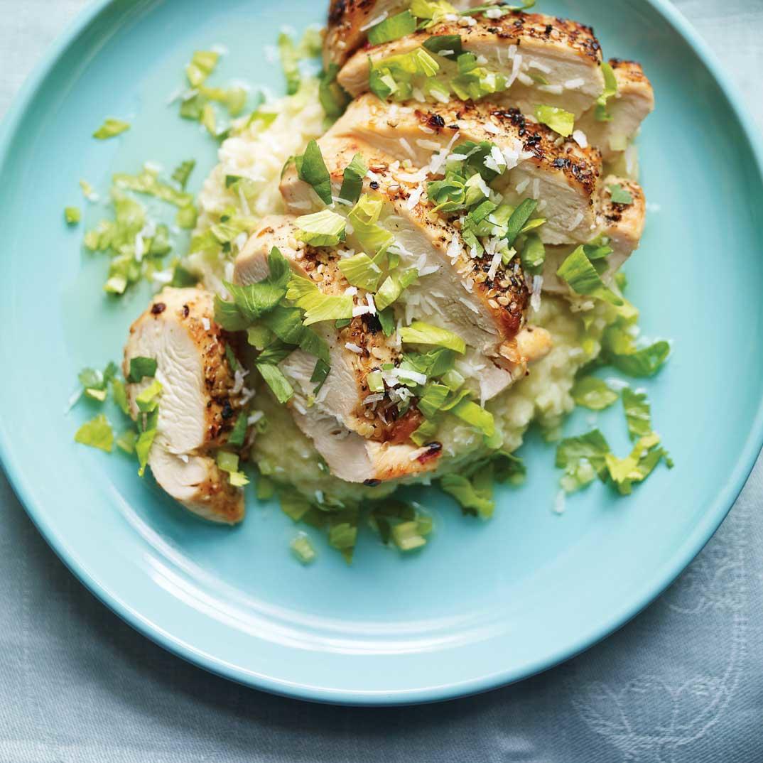 Grilled Chicken with Celery and Coconut Gremolata