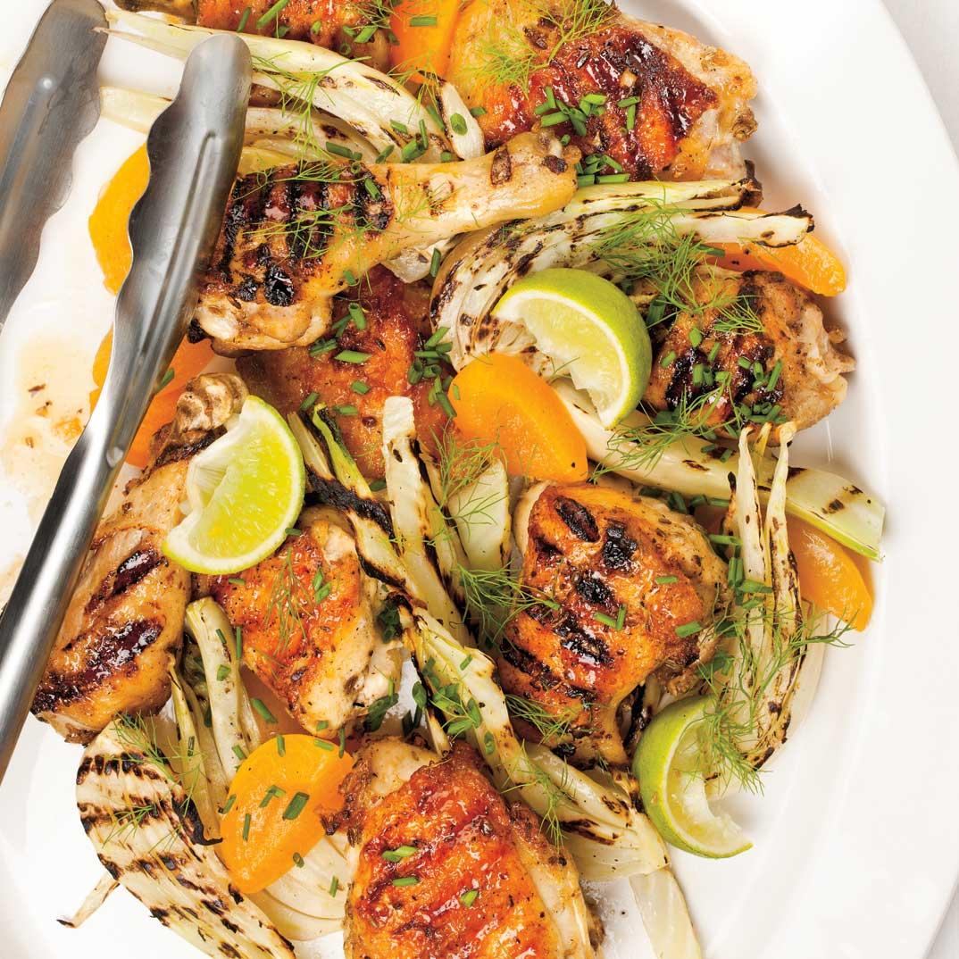 Grilled Chicken with Fennel and Apricots