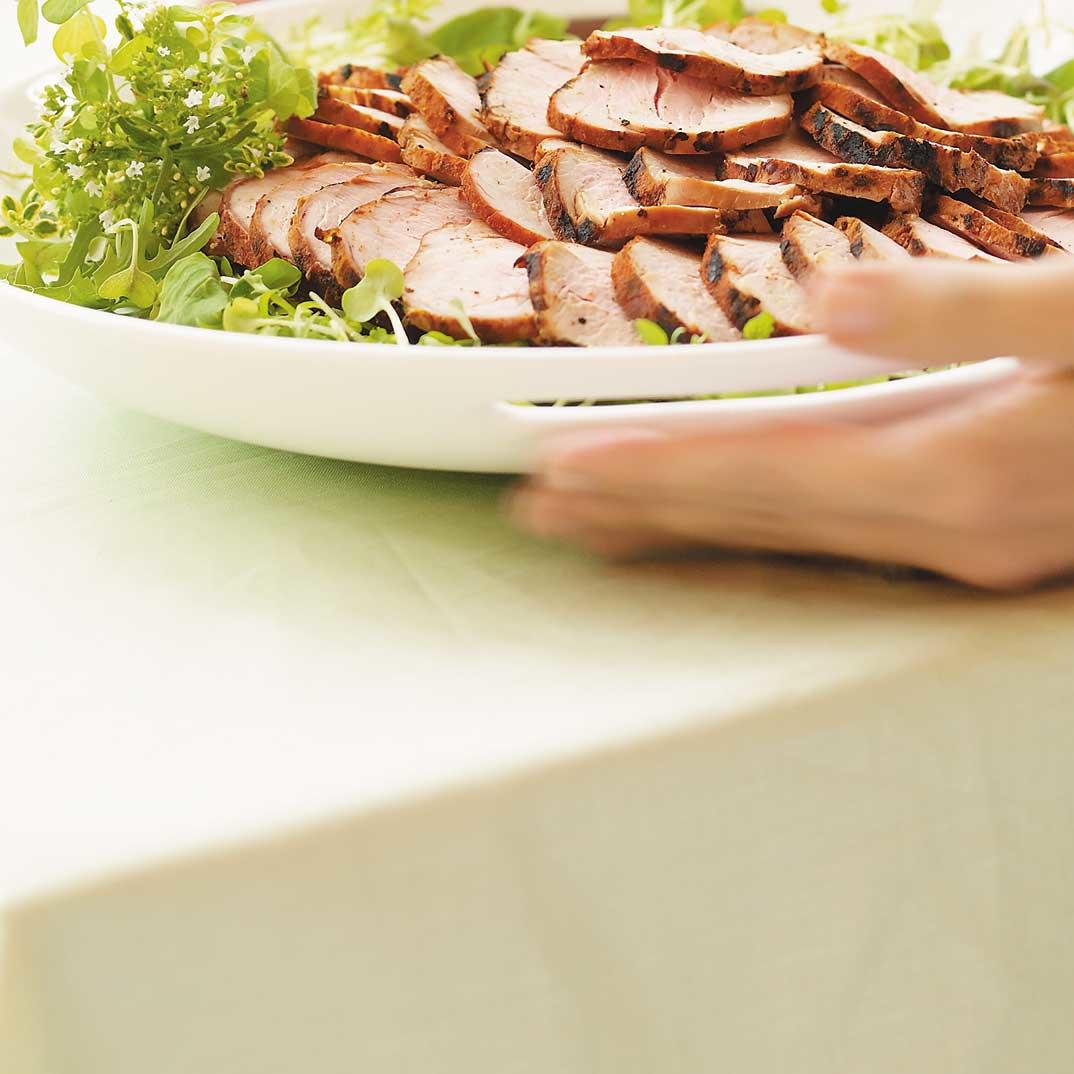 Grilled Pork Tenderloin on a Bed of Lamb’s Lettuce