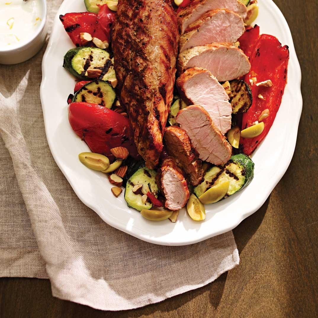 Grilled Pork Tenderloin with Fennel and Bell Peppers