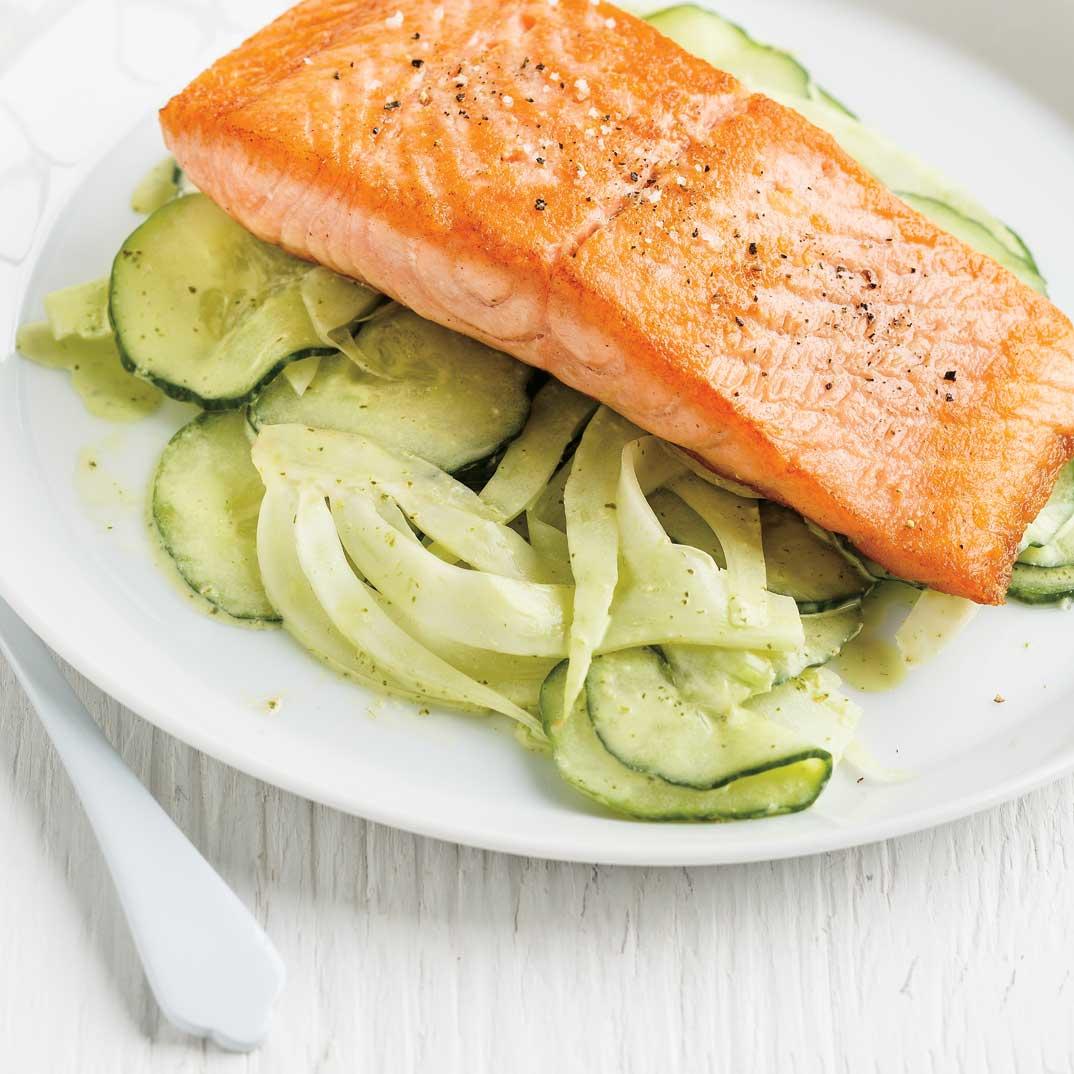 Grilled Salmon with Cucumber and Fennel Salad
