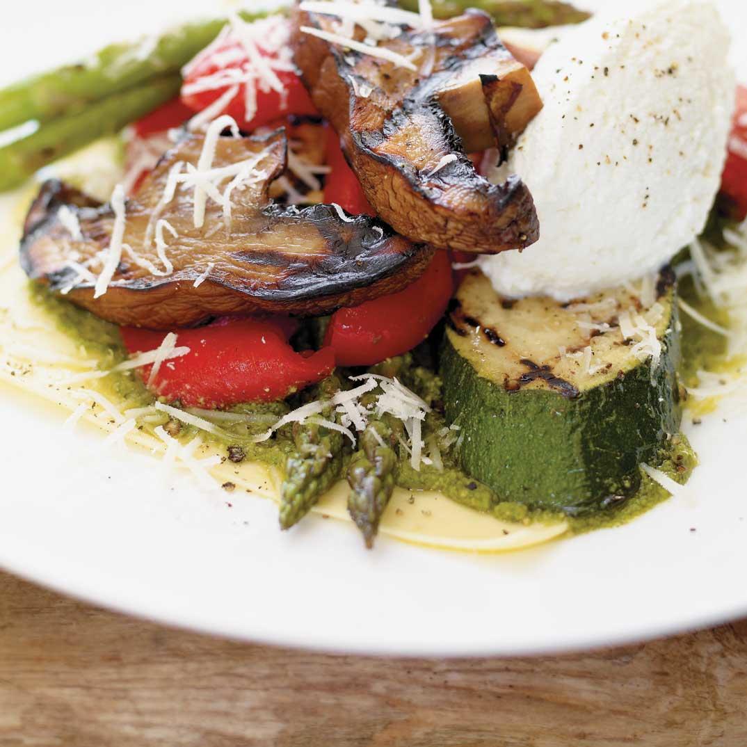 Grilled Vegetable Salad on a Lasagna Noodle 