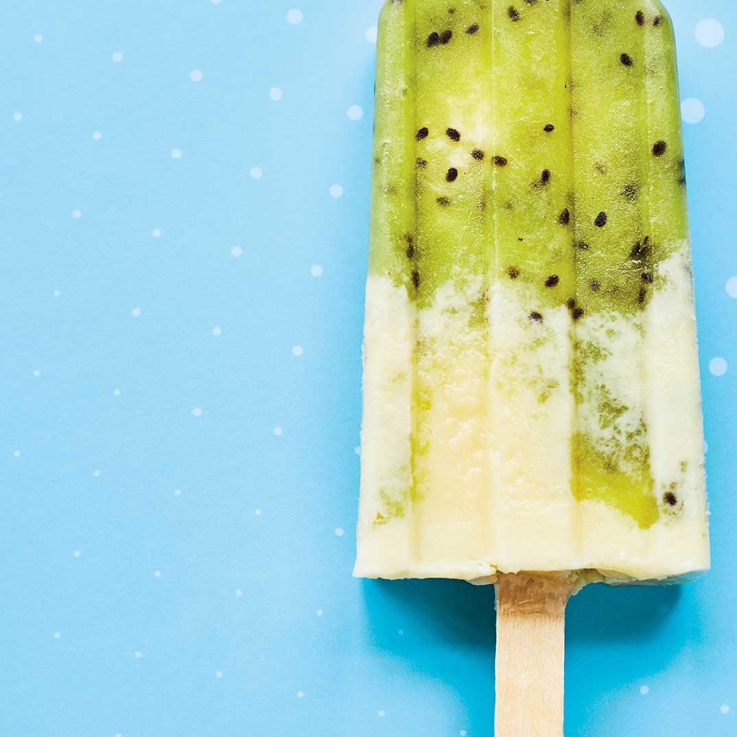Lactose-Free Kiwi and White Chocolate Popsicles