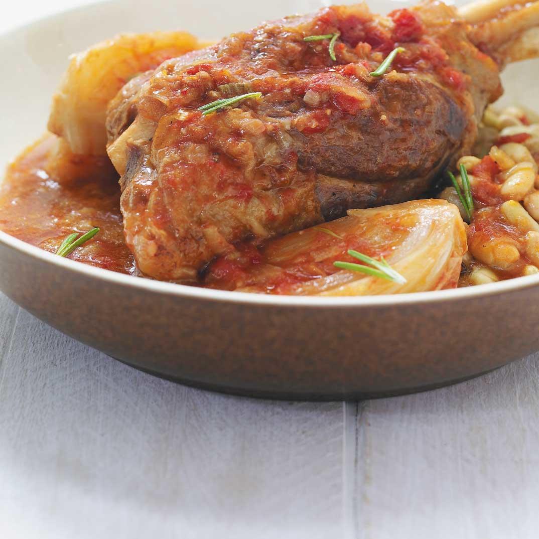 Lamb Shanks Braised with Tomatoes and Fennel 