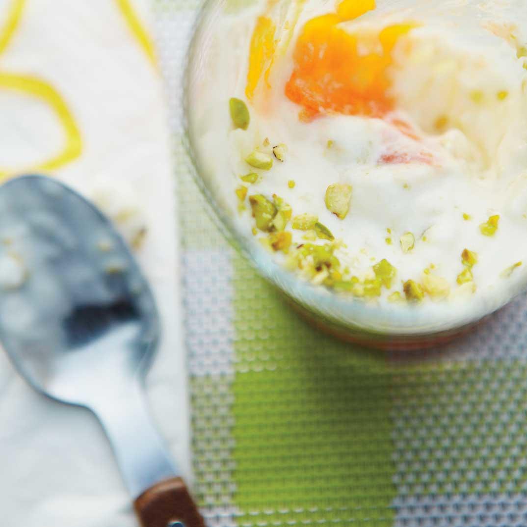 Lemon Rice Pudding with Apricots and Pistachios 