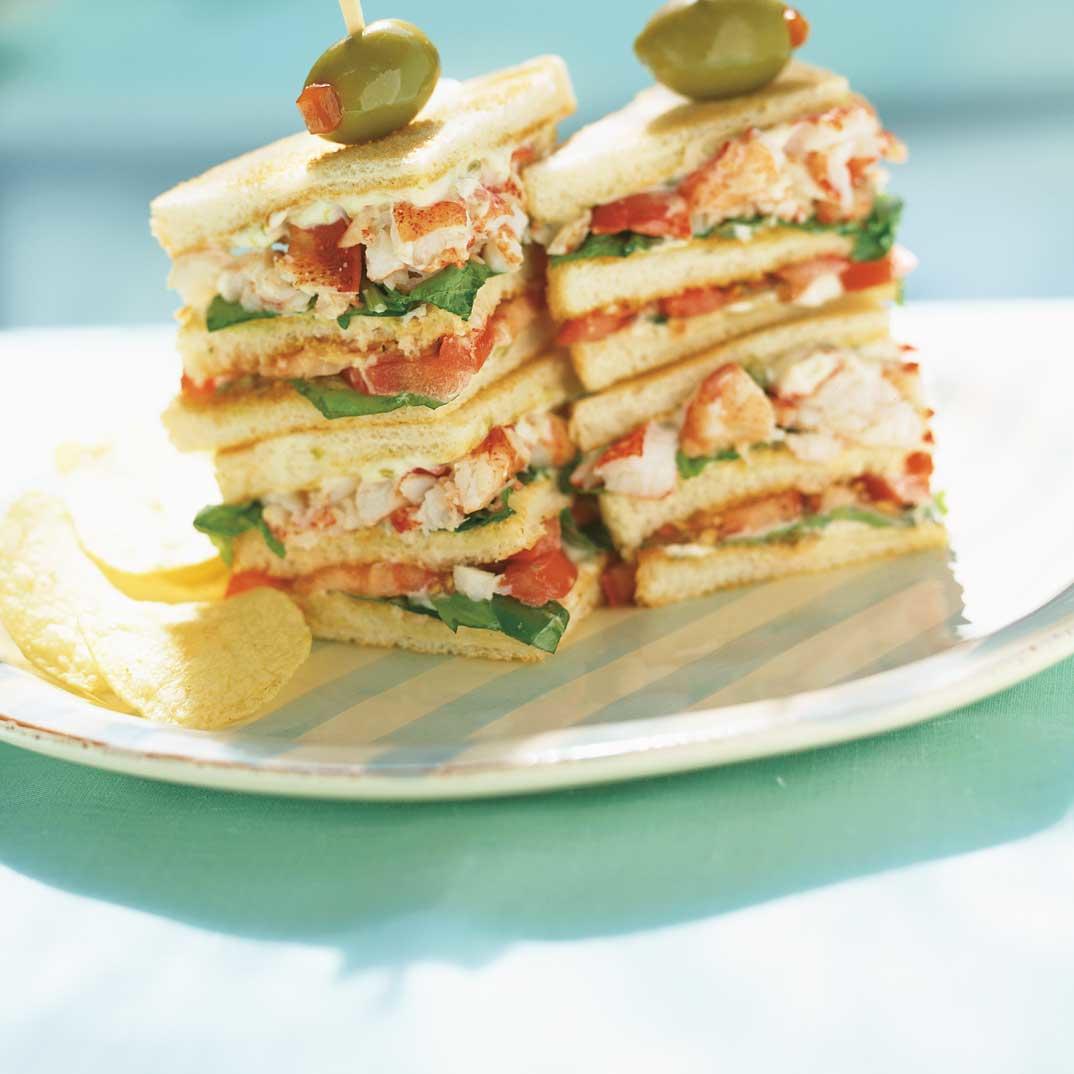 Lobster and Arugula Club Sandwich
