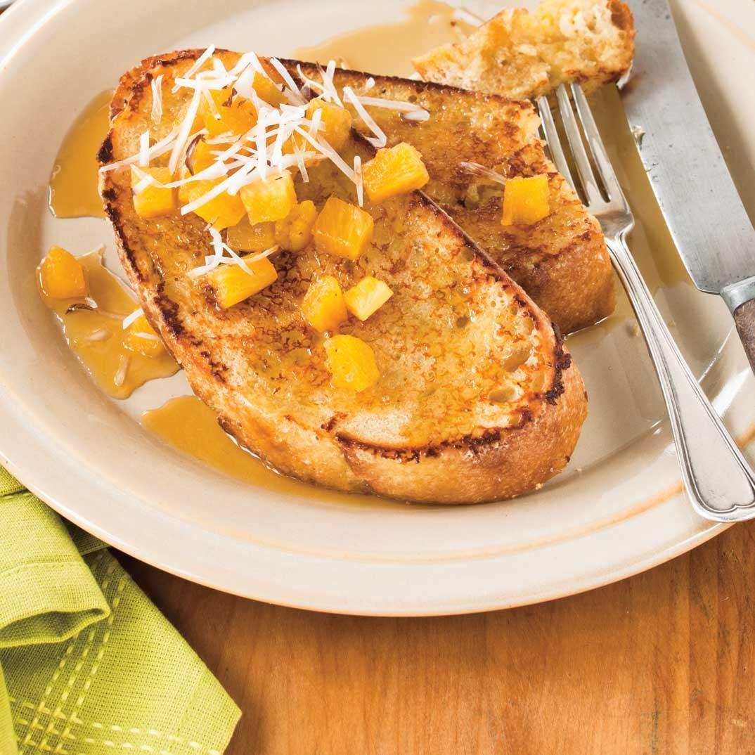 Maple Caramelized Pineapple and Coconut French Toast 