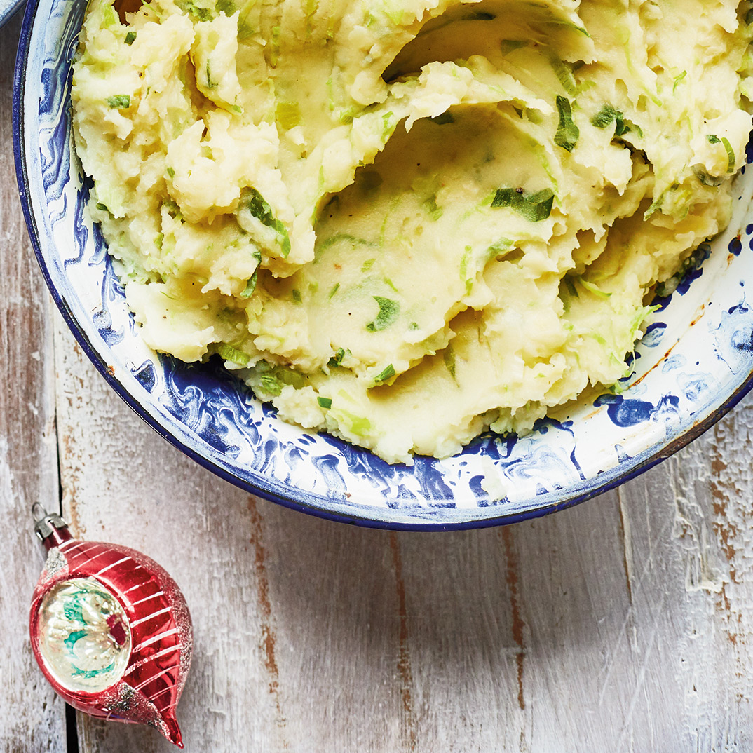 Mashed Potatoes with Brussels Sprouts and Green Onions