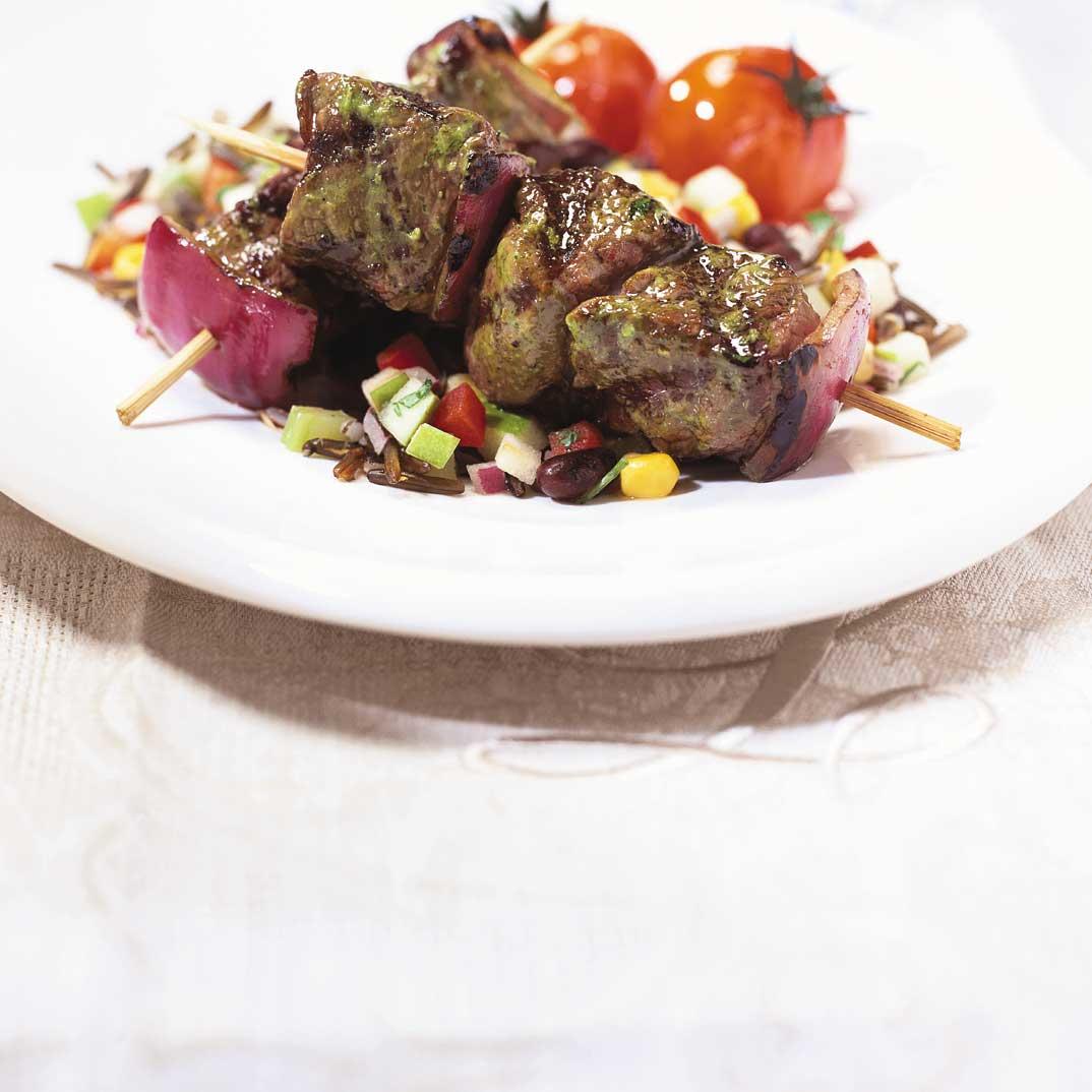 Ostrich Kebabs with Chimichurri Sauce