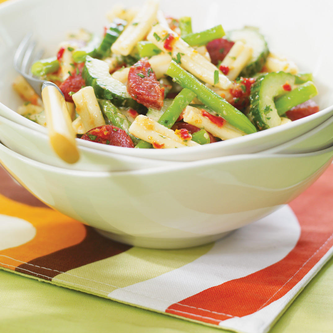 Pasta Salad with Chorizo and Green Vegetables