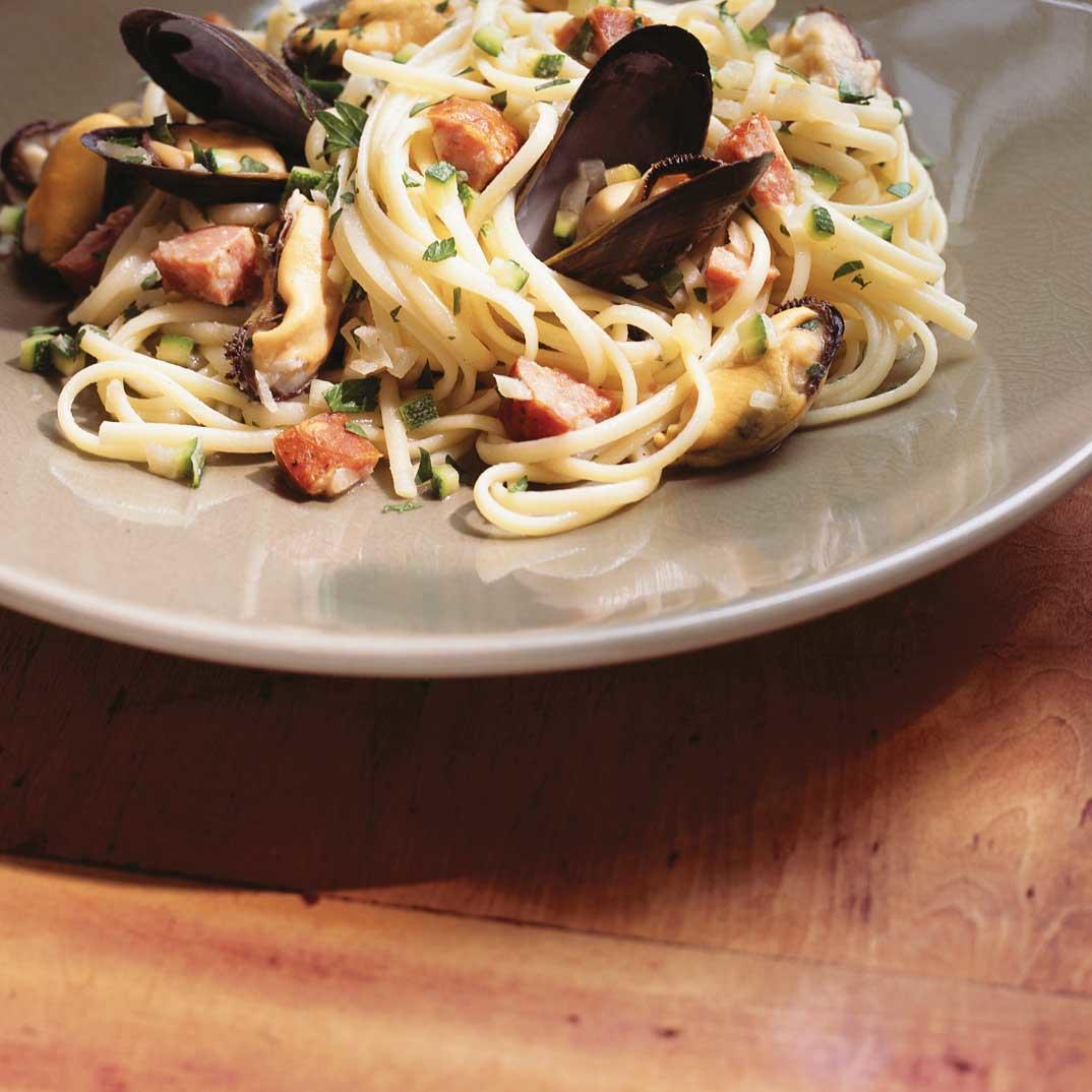Pasta with Mussels and Chorizo