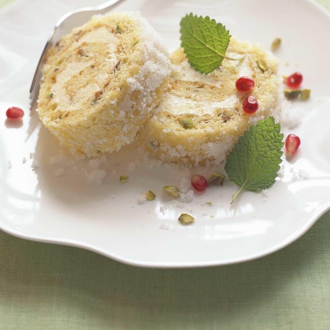 Pistachio and Buttercream Roulade Cake