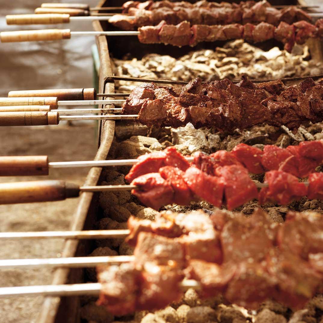 Pork and Beef Brochettes with Aromatic Salt