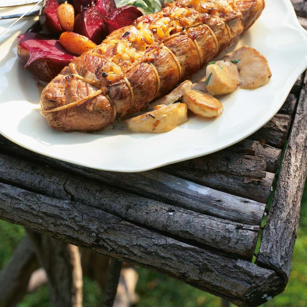 Pork Tenderloin Stuffed with Caramelized Onions and Apples