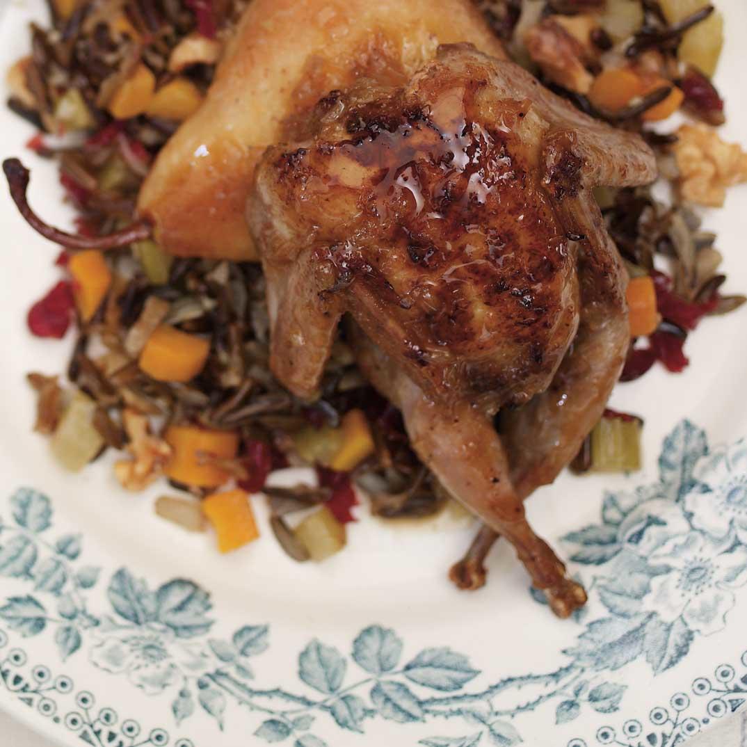 Quail and Pear with a Spiced Wine Sauce