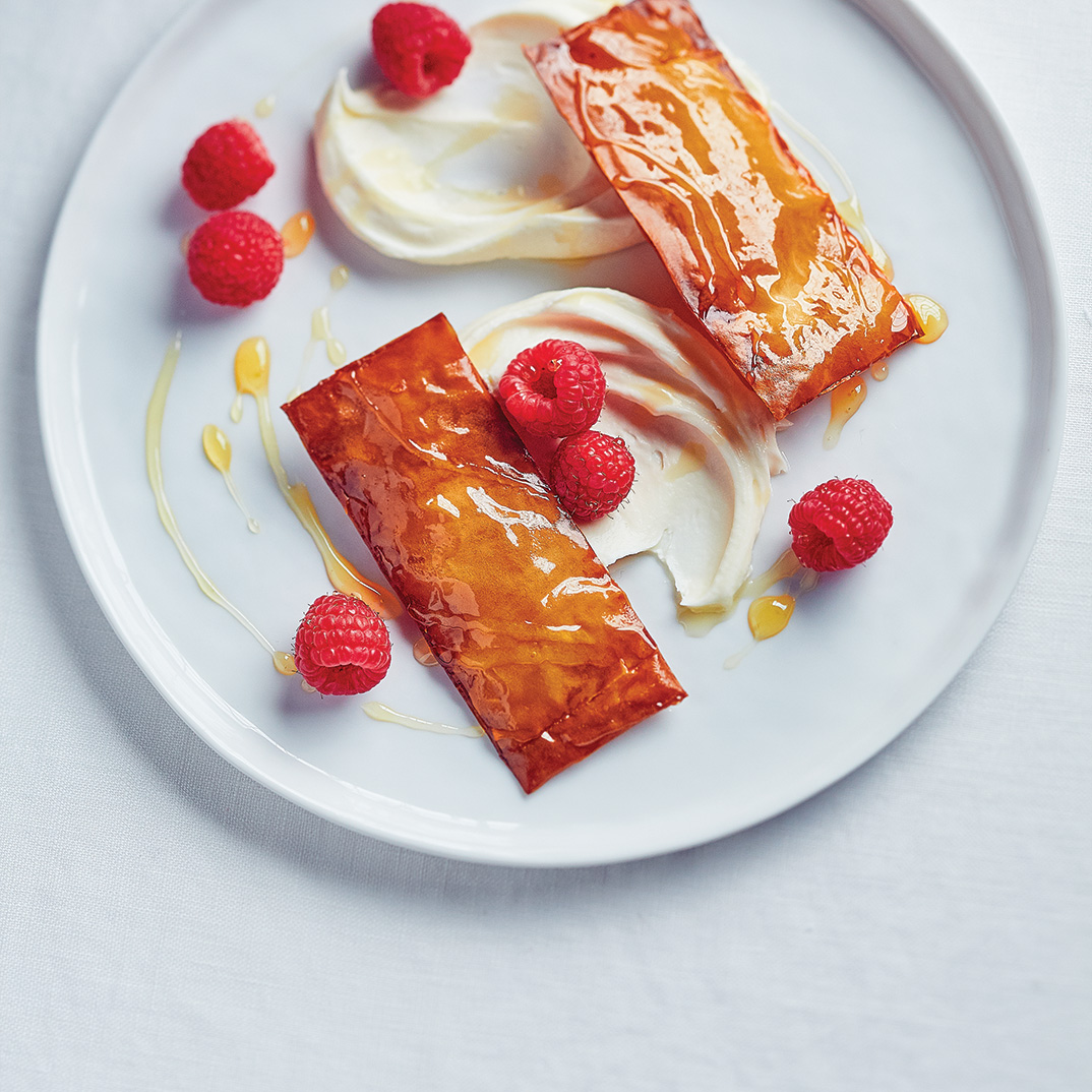 Raspberry and Mascarpone with Phyllo Puffs